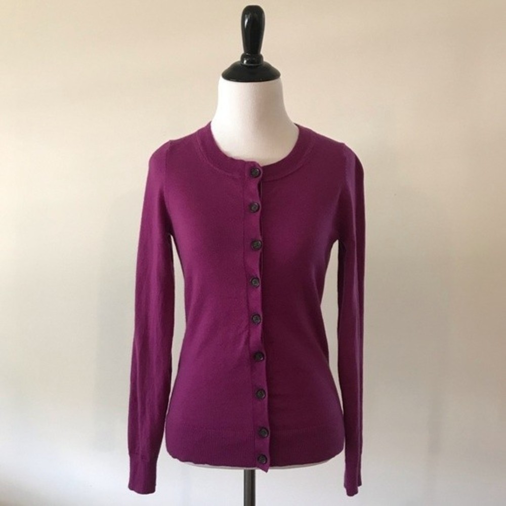 Banana Republic Extra Fine Merino Wool Button Down Fuchsia Cardigan - XS